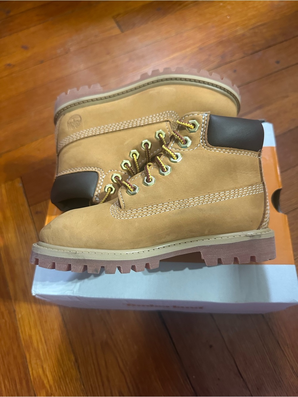 TIMBERLAND PREMIUM 6-INCH WATERPROOF BOOTS Wheat Nubuck Yellow Kid’s Size 10 M